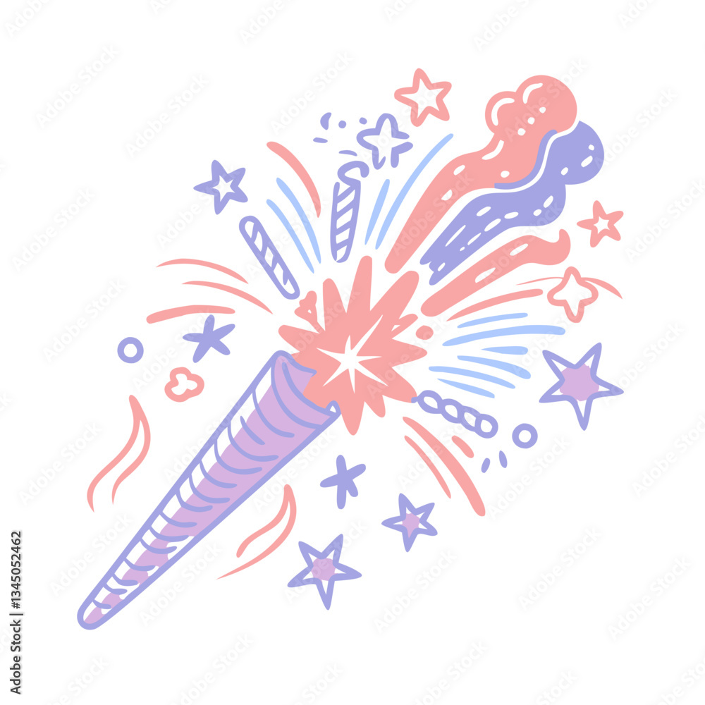 Obraz premium Colorful sparkler icon bursting with stars, festive celebration concept