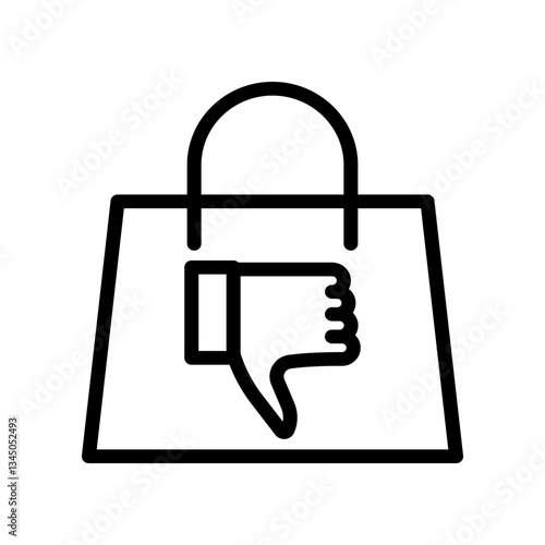 Shopping Bag Icon with a Thumbs Down Symbolizes dissatisfaction or a negative purchasing experience.