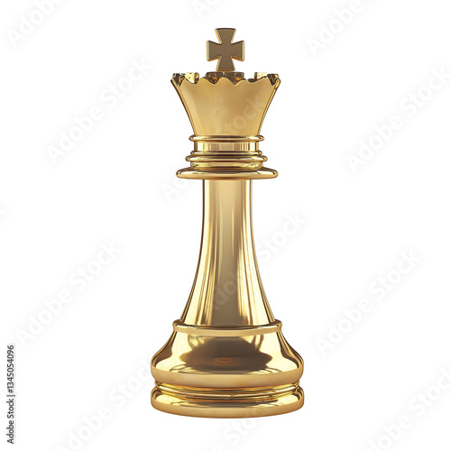 Golden king chess piece isolated on white background