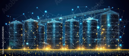 Digital Representation Depicts Silos Connected By Data Transfer Networks