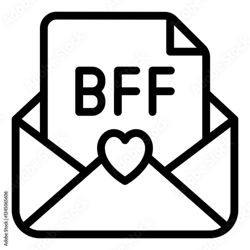 BFF letter outline icon for heartfelt messages