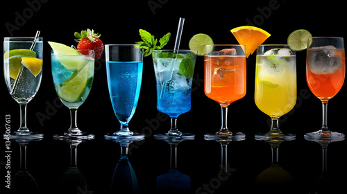 Wallpaper Mural Colorful Cocktails In Glasses On Black Background Torontodigital.ca