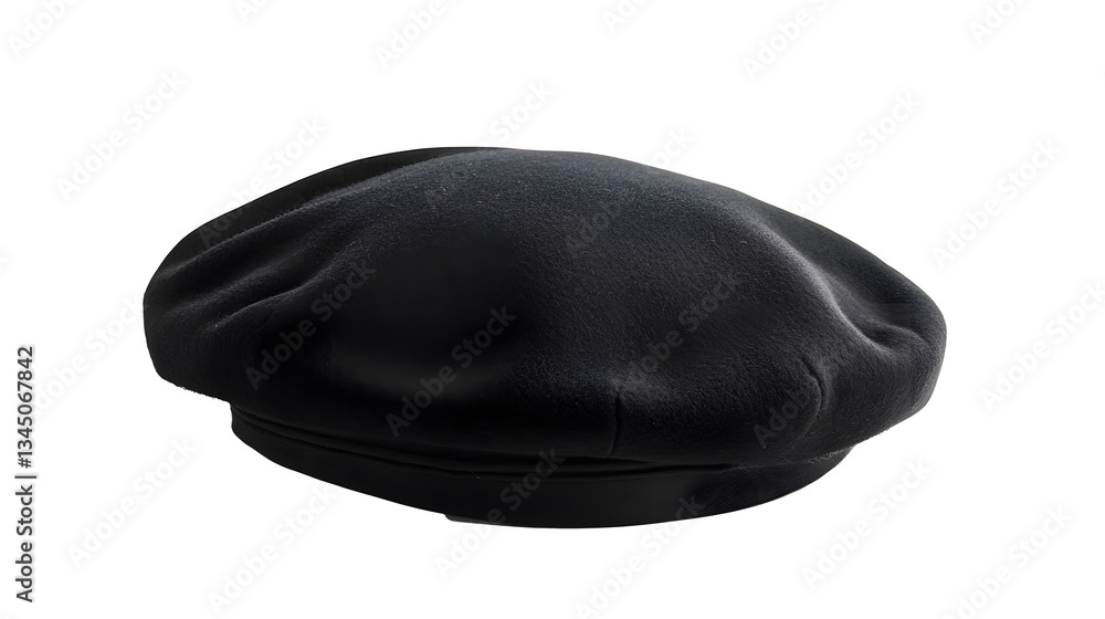 A Black French cap beret isolated on transparent Background
A Black French cap beret isolated on transparent Background