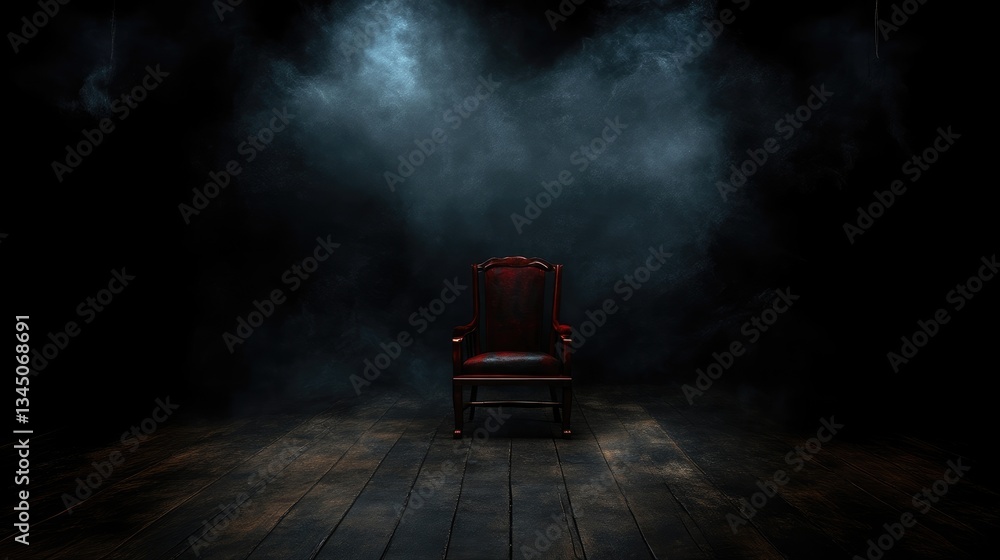 Red throne in a dark, smoky room