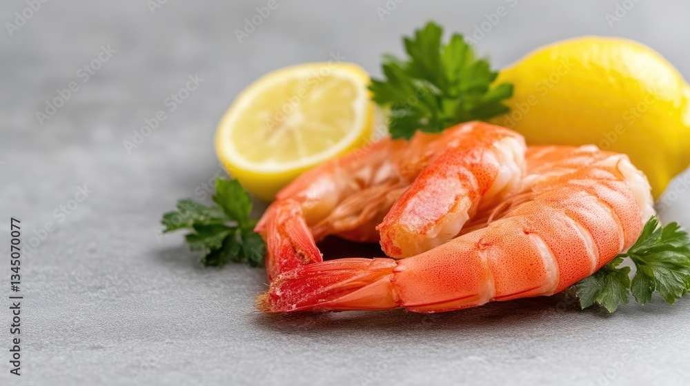 Fresh shrimp with lemon and parsley Fresh shrimp with lemon and parsley