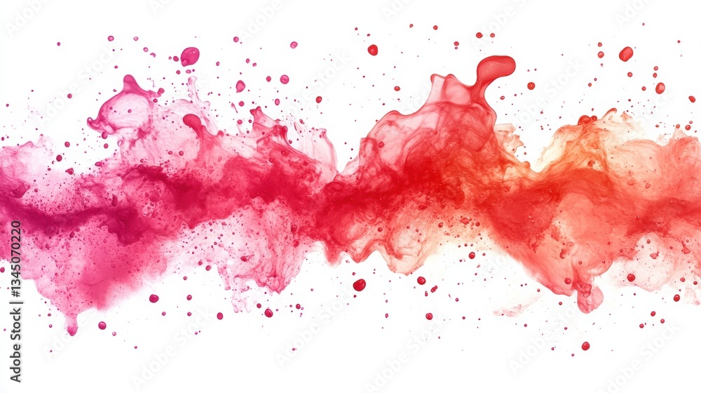 Dynamic red and pink liquid splash in motion on a white background, cosmetic or beverage concept Dynamic red and pink liquid splash in motion on a white background, cosmetic or beverage concept