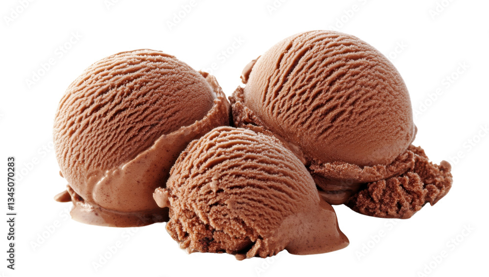 Delicious chocolate ice cream scoops on a transparent background, perfect for summer treats and dessert concepts Delicious chocolate ice cream scoops on a transparent background, perfect for summer treats and dessert concepts