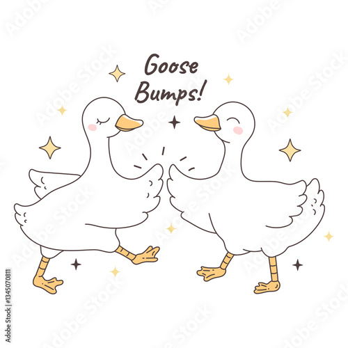Silly Goose Design with Goose Bumps, Silly Goose University Hand Drawn Design Vector
