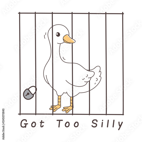 Silly Goose Design with Got Too Silly Goose, Silly Goose University Hand Drawn Design Vector