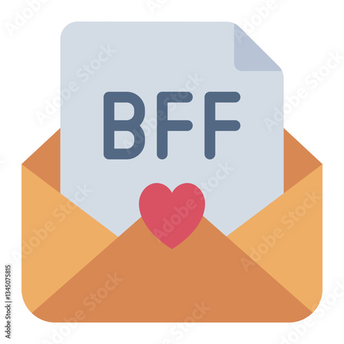 BFF letter flat icon for heartfelt messages