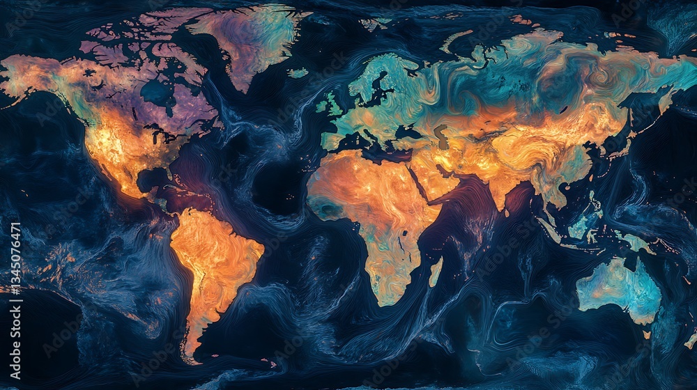 Fototapeta premium World map heat view, climate change concept