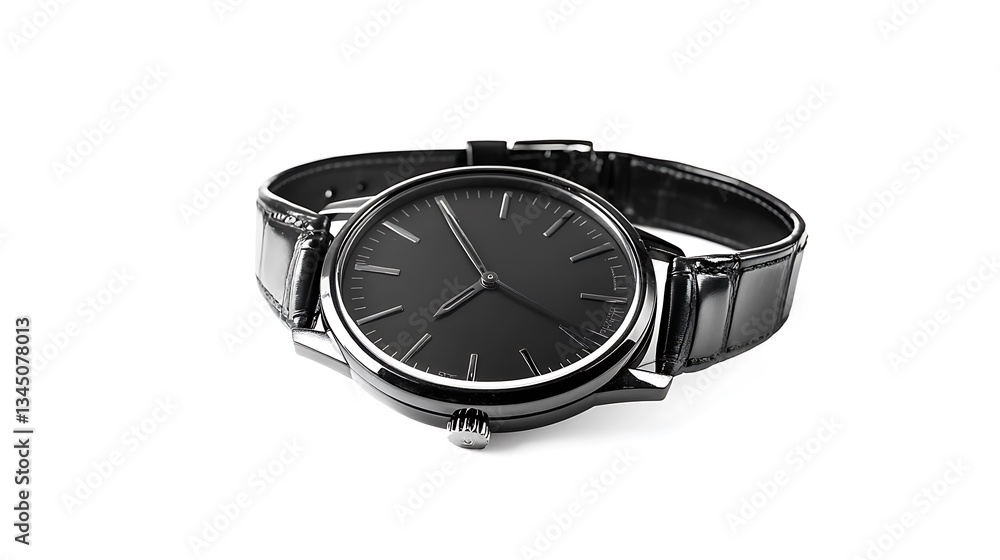 Wristwatch black minimal style on white background Wristwatch black minimal style on white background