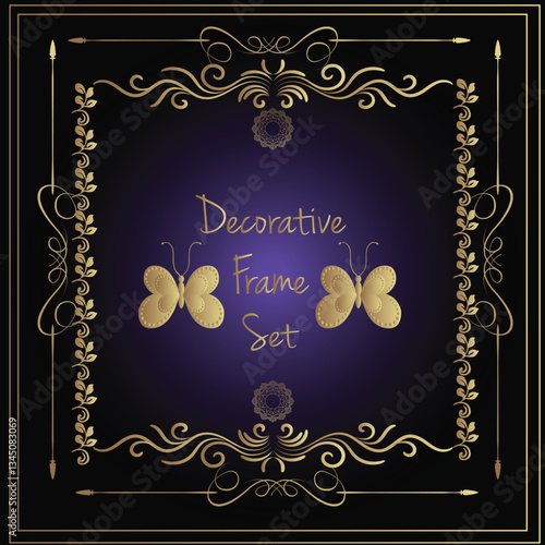 luxury frames gold with lavender and black background
