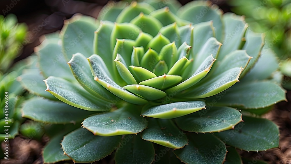 A close-up view of a succulent plant. A close-up view of a succulent plant.