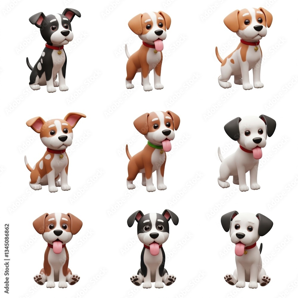 Adorable Cartoon Dog Characters Set: Perfect for Children's Projects and Pet-Themed Designs, Featuring Nine Cute Puppy Illustrations. Adorable Cartoon Dog Characters Set: Perfect for Children's Projects and Pet-Themed Designs, Featuring Nine Cute Puppy Illustrations.