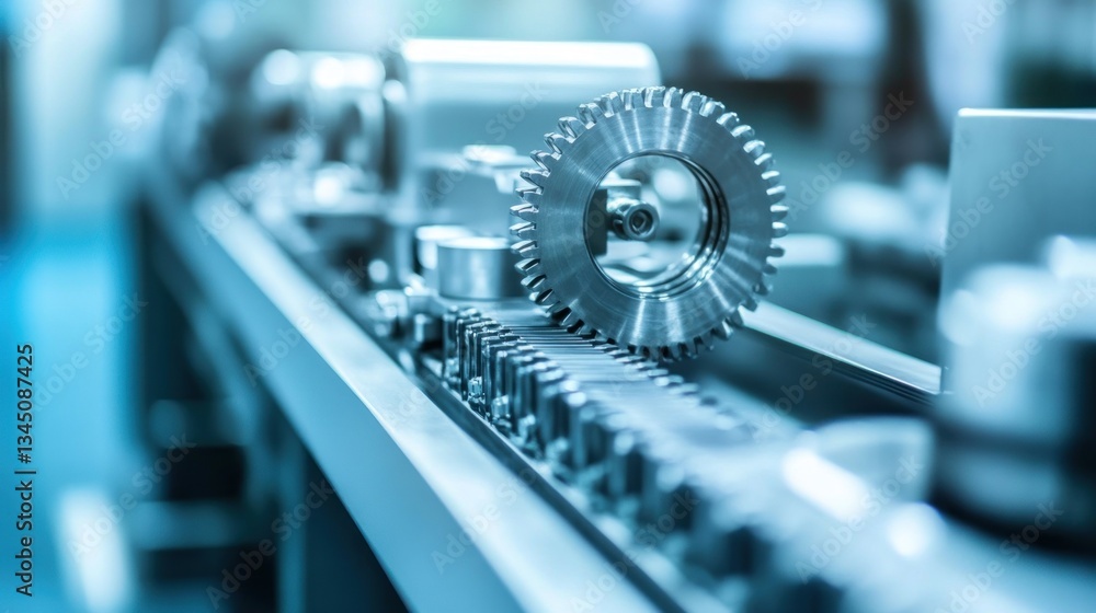 Precision Engineering Components on Assembly Line Industrial Gear and Machinery Parts in High Precision Engineering Components on Assembly Line Industrial Gear and Machinery Parts in High