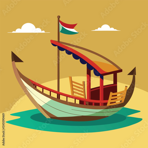 Embellished Emirati Dhow Boat: A Glimpse of Traditional Arab Maritime Heritage