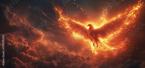 Wallpaper Mural Majestic phoenix soars through fiery skies, symbol of rebirth and hope Torontodigital.ca