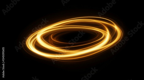 Abstract golden light swirl on a black background, creating a mesmerizing visual effect