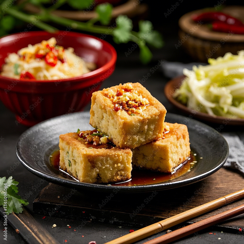 Crispy Pan-Fried Tofu with Spicy Garlic Sauce Crispy Pan-Fried Tofu with Spicy Garlic Sauce