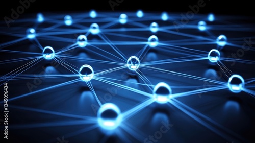 Advanced AI network with interconnected glowing nodes forming a digital brain.