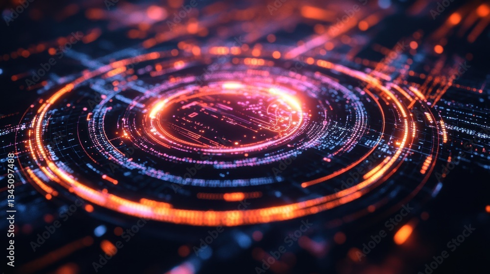 AI-driven cybersecurity concept with a glowing shield and data encryption elements. AI-driven cybersecurity concept with a glowing shield and data encryption elements.