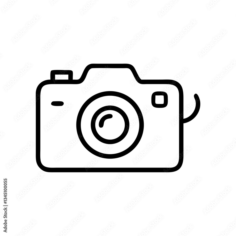 Camera illustration in minimalistic style on white background Camera illustration in minimalistic style on white background
