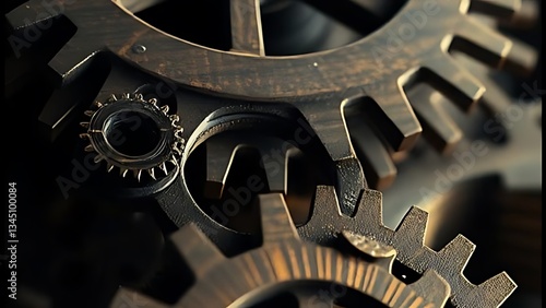 Intricate Gear System: Close-Up of Interlocking Cogs