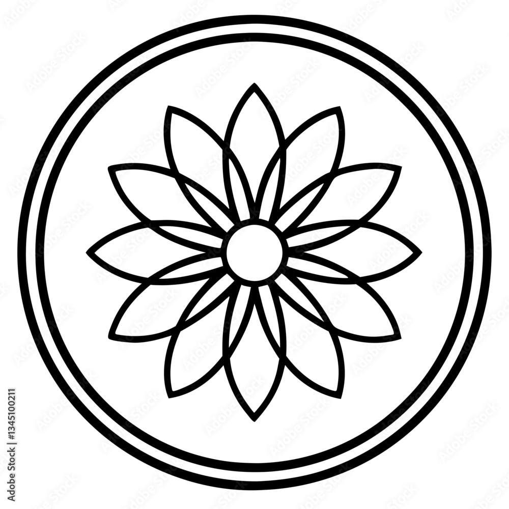 a floral emblem within a circular frame, exuding elegance and simplicity vector illustration a floral emblem within a circular frame, exuding elegance and simplicity vector illustration