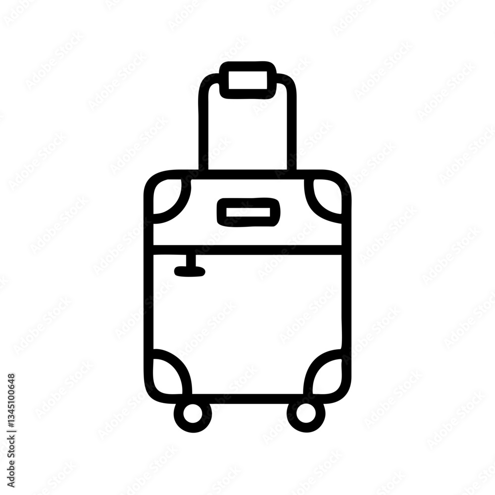 Rolling suitcase in a minimalist outline style Rolling suitcase in a minimalist outline style