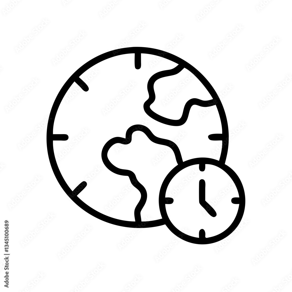 World clock design with globe and time indicators World clock design with globe and time indicators