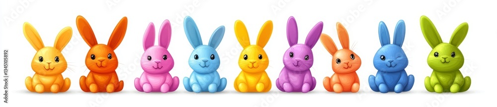 The Easter banner features an Easter bunny family as a design element The Easter banner features an Easter bunny family as a design element