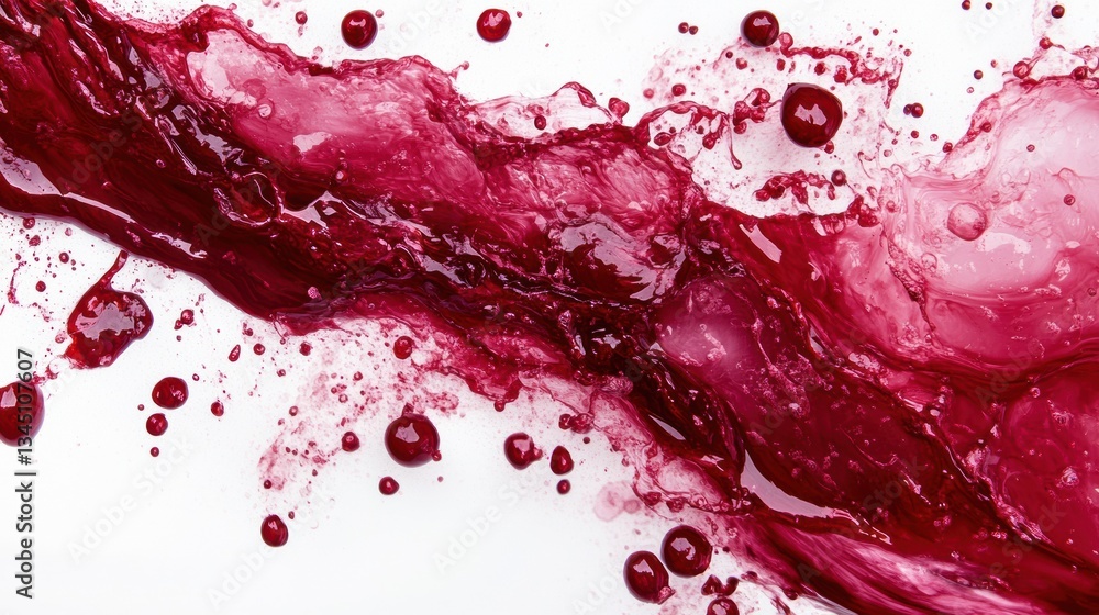 Dynamic red and pink liquid splash in motion on a white background, cosmetic or beverage concept Dynamic red and pink liquid splash in motion on a white background, cosmetic or beverage concept