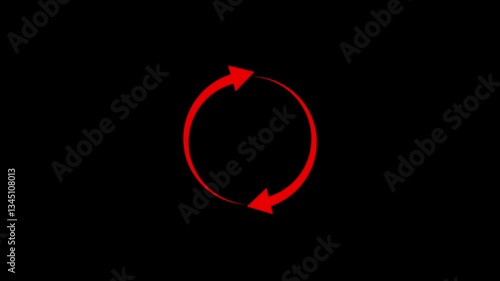 Two arrows cycle recycle, Reload icon animation Isolated on Black Background Circle arrow refresh icon rotation animation Motion graphic design