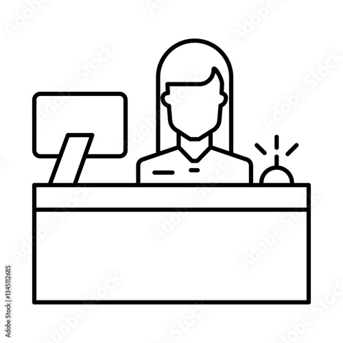 Reception – Front Desk Assisting Guests with Hospitality with Editable Stroke