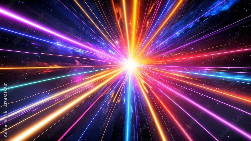 Fototapeta premium Cosmic explosion with vibrant light beams in space