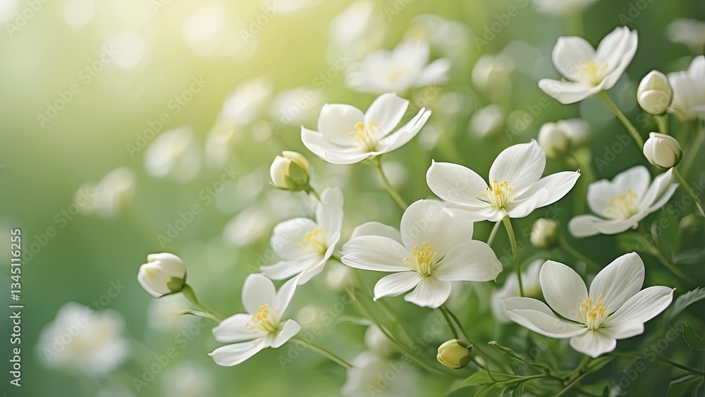 Fototapeta premium A close-up of delicate white flowers with soft,