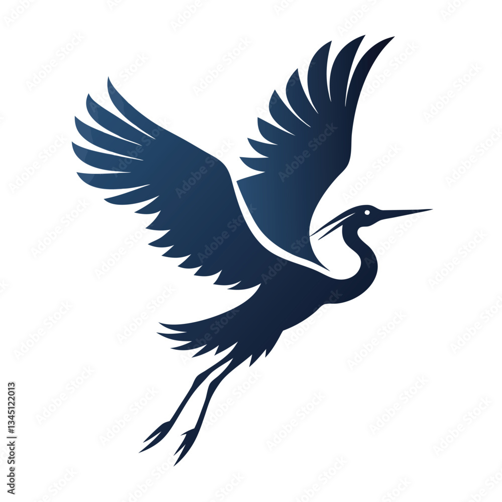 Fototapeta premium Majestic Flying Stork Silhouette: An Elegant Logo Vector Graphic Illustration