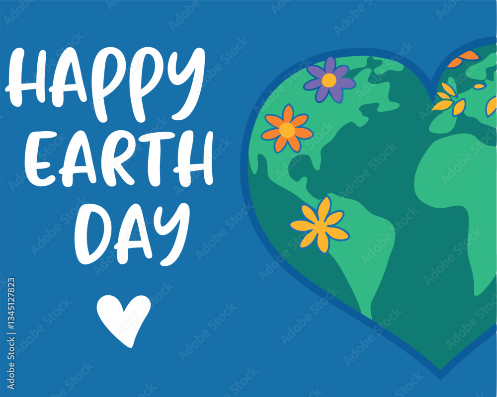 Fototapeta premium Happy Earth Day Heart World: Celebrate Our Planet with Love and Environmental Awareness.