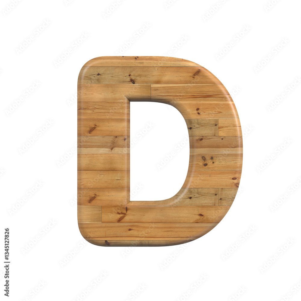 Wood letter D - Uppercase 3d pine font isolated on white background. This alphabet is perfect for creative illustrations related but not limited to Decoration, nature, wood... Wood letter D - Uppercase 3d pine font isolated on white background. This alphabet is perfect for creative illustrations related but not limited to Decoration, nature, wood...