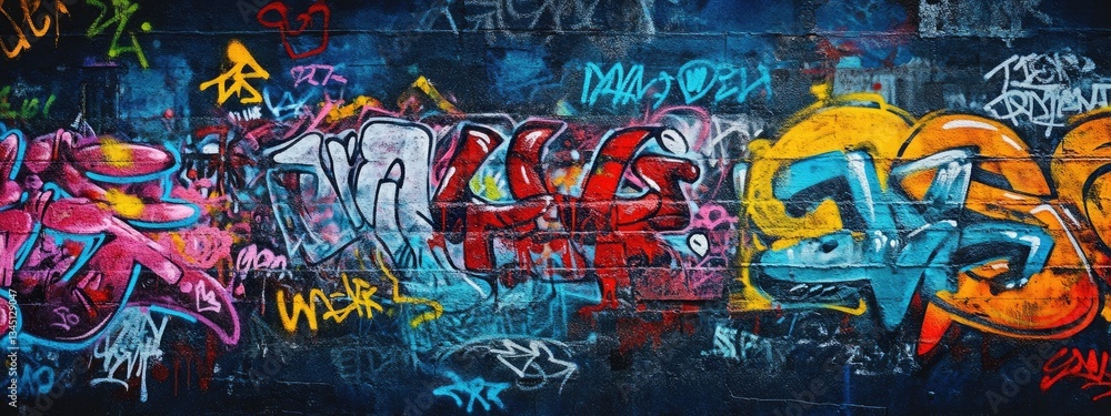 Naklejka premium Vibrant Graffiti Mural