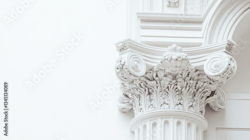 Ornate White Column Capital Architectural Detail