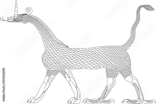 Foto The dragon from the Ishtar Gate, which was built by Nebuchadnezzar II, around 575 BCE