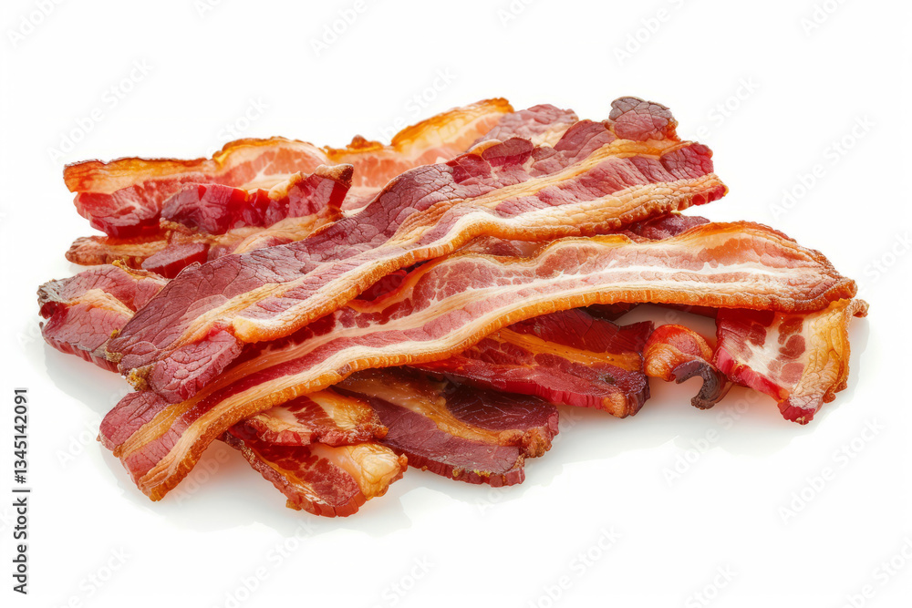 Fried bacon isolated on white background Fried bacon isolated on white background