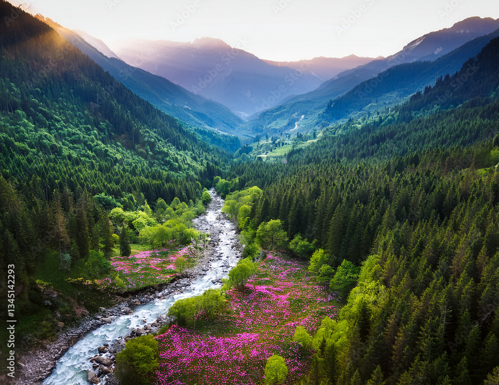 Obraz premium Generated image 穏やかな春の川