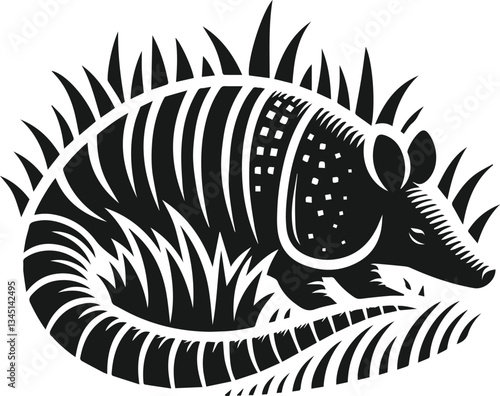 Armadillo scurrying through grass vector animal silhouette