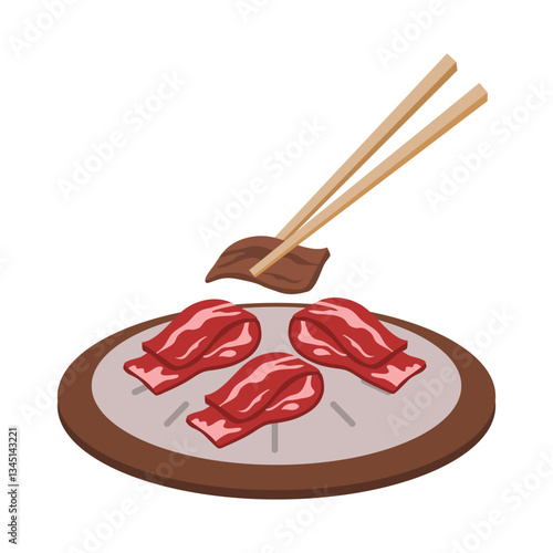 Bulgogi , traditional korean dish illustration