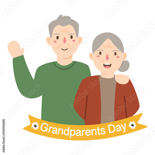 Grandmother and grandfather, happy grandparents day illustration
