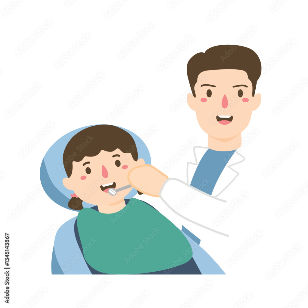 Male dentist examines kids teeth Male dentist examines kids teeth