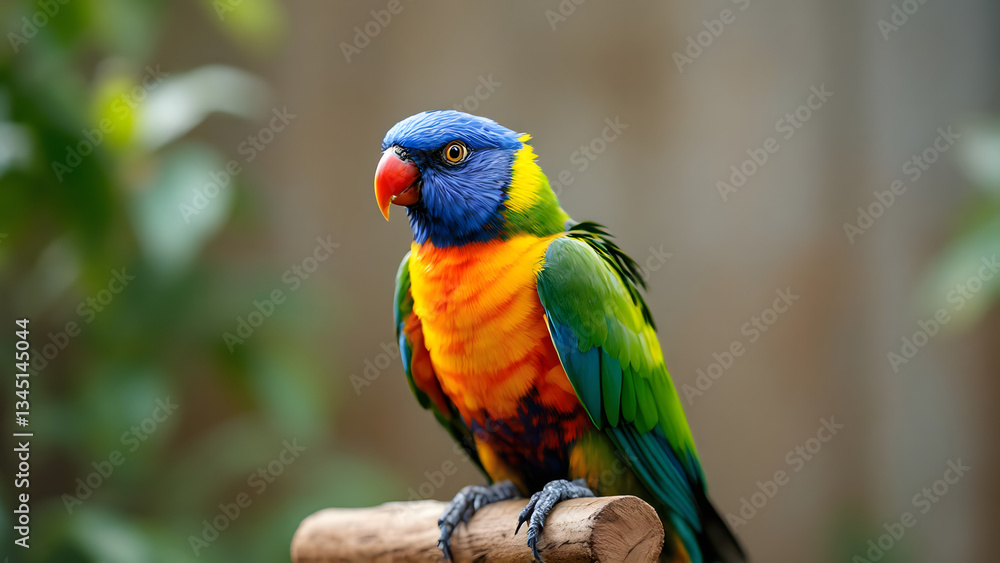 Colorful Parrot Perched on Branch Colorful Parrot Perched on Branch